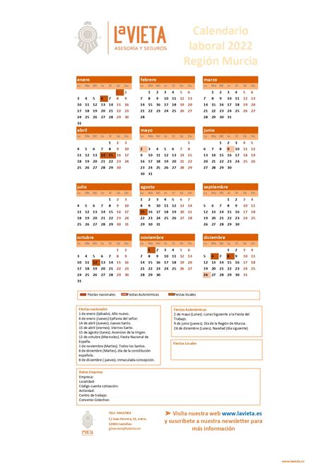 Calendario Laboral De Murcia 2022 En Pdf Imprimir