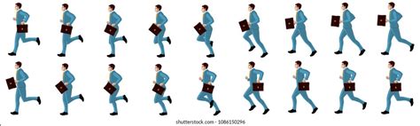 Business Man Run Cycle Animation Sprite Sheet Image Images And Photos
