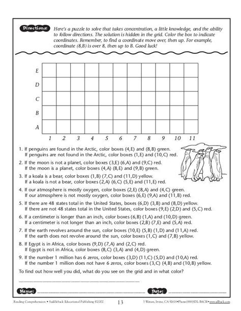directions worksheets middle school  directions