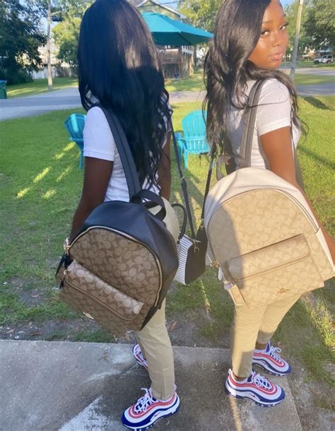 First Day Of School Twins Baddie Outfits Ideas Coach Backpack