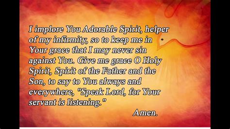Act Of Consecration To Holy Spirit A Traditional Catholic Prayer Youtube