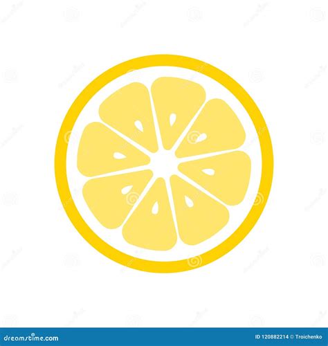 Lemon Fruit Slice Closeup Icon Round Piece Of Lemon Logo Design Flat