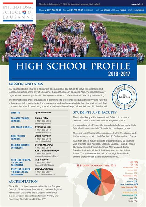 High School Profile 2016 2017 By International School Of Lausanne Issuu