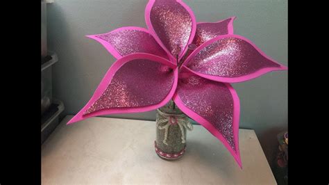 Diy How To Make A Glitter Foam Flower Como Hacer Una Bella Flor En