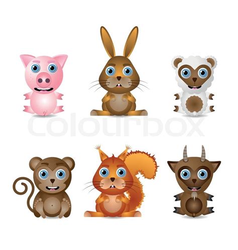 Cute Animal Characters Stock Vector Colourbox