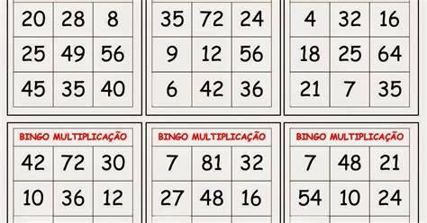 Bingo Da Multiplicação Gx93 Ivango