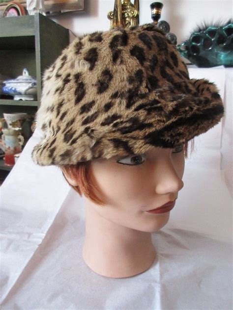 A23 Men Women Real Mink Fur Hat Leopard Print Size 215 Etsy