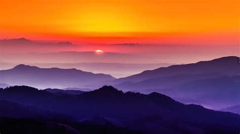 Sunset Landscape Mountain Scenery 4k 6962 Wallpaper