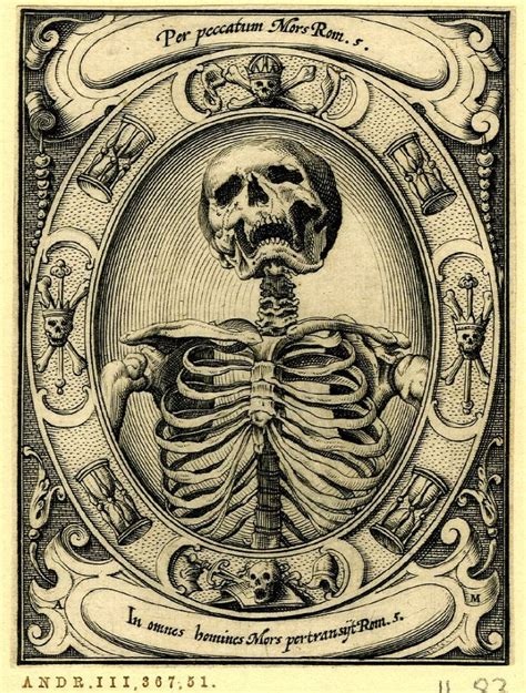 A Skeleton Hl Set In An Oval Frame With Hourglasses And Skulls And