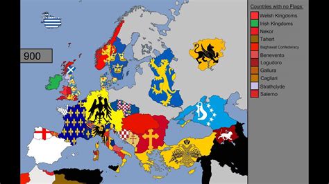 Europe Timeline Of National Flags 1 Ad 1000 Youtube