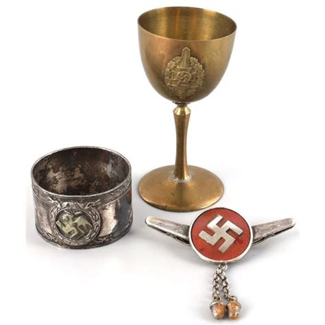 3 wwii german reich nsdap ring and schnapps cup lot