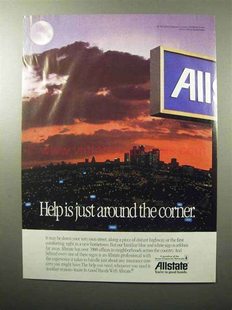 Get auto insurance quotes at allstate.com. 1989 Allstate Insurance Ad - Help is Just Around Corner