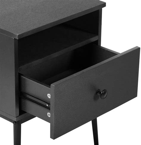 Vecelo Modern Nightstand Square End Side Table With Drawer And Storage