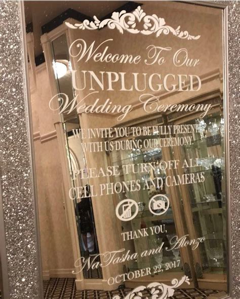 Unplugged Wedding Welcome Sign Mirror Decal Welcome