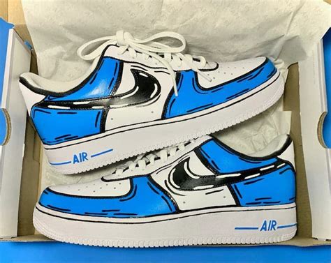 Hand Painted Blue Cartoon Custom Air Force 1 Nike Air Force 1 Air