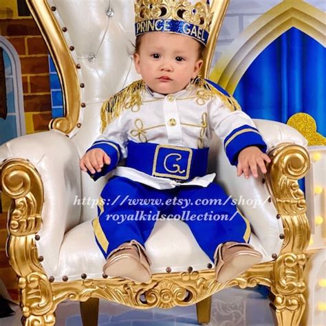 Baby Boy 1st 2nd Birthday Photo Prop Prince King Mouse Royal Blue Gold