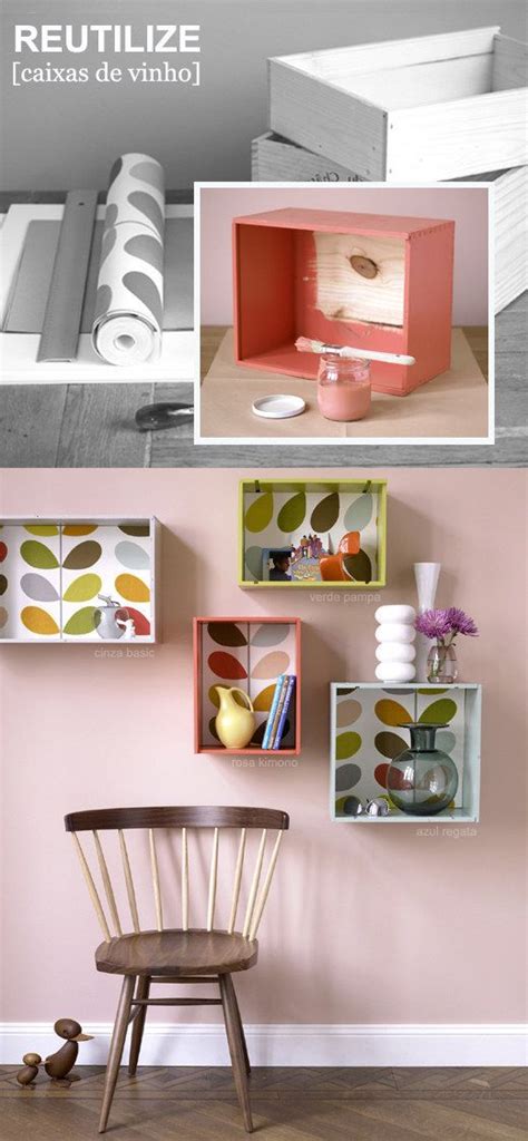 Use Shoe Boxes Or Wood Boxes And Patterned Paper To Make Shelves 29