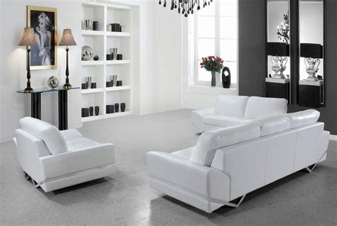 Soflex San Francisco Modern White Leather Sofa Living Room Set 3pcs