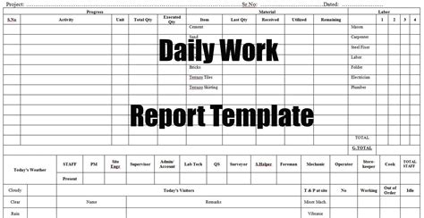 Daily Work Report Template