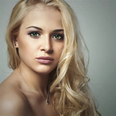 Beautiful Sexy Woman Beauty Blond Girl With Curly Hairgrey Background