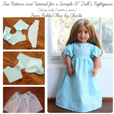 free pattern and tutorial for a simple 18 doll s nightgown american girl doll clothes patterns