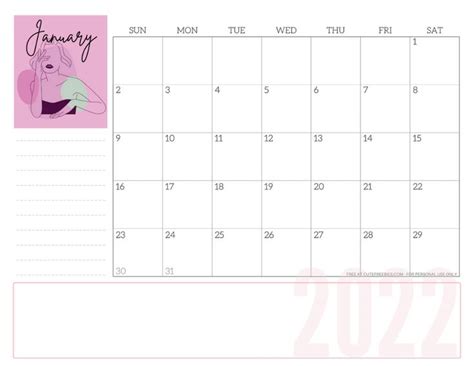 Female Line Art 2023 Calendar And Stickers So Pretty Cute Freebies