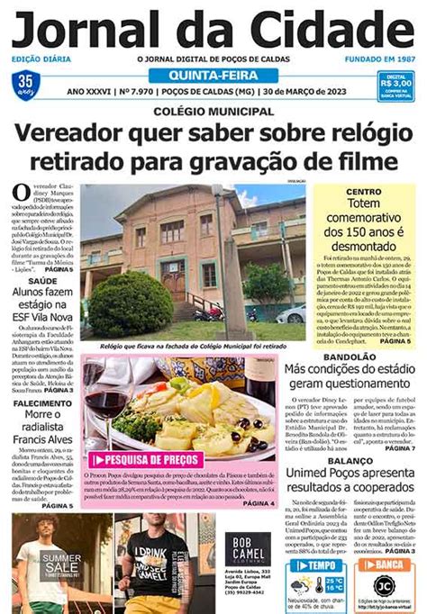 Jornal Da Cidade 30 De Março De 2023 Jornal Da Cidade Notícias De Poços De Caldas E Região