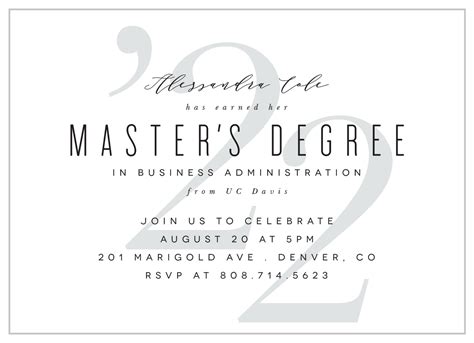 Masters Degree Graduation Invitations By Basic Invite