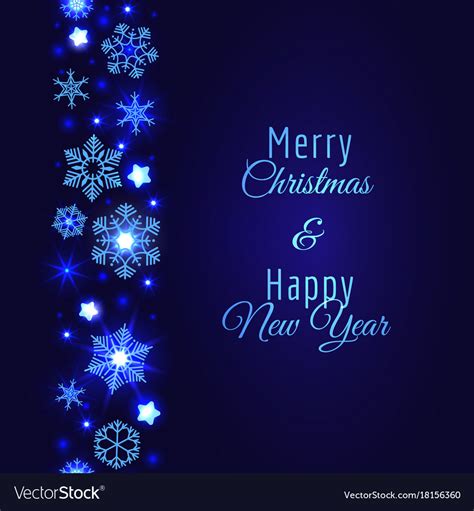 Merry Christmas Card With Blue Snowflake Vector Image