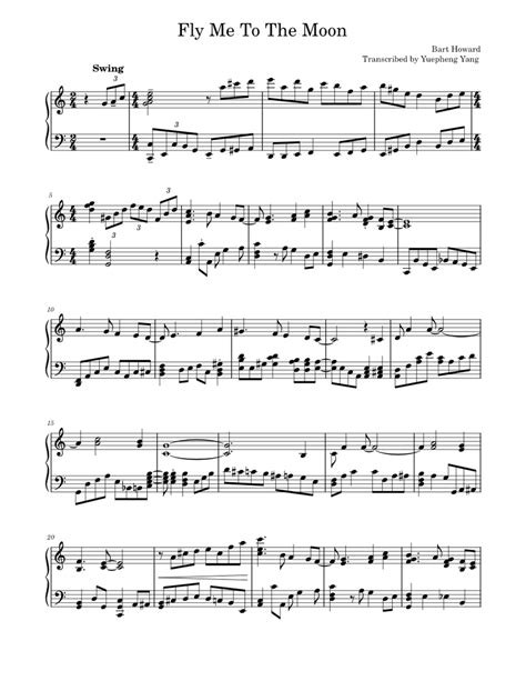 Fly Me To The Moon Sheet Music For Piano Solo