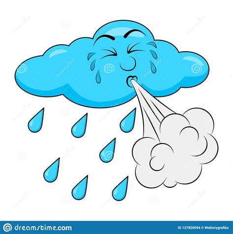 Cartoon Cloud Blowing Wind Vector Illustration