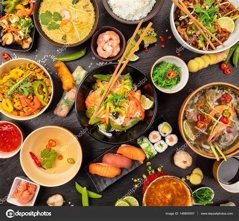 Asian Food Table With Various Kind Of Chinese Food Stock Photo By ©jag
