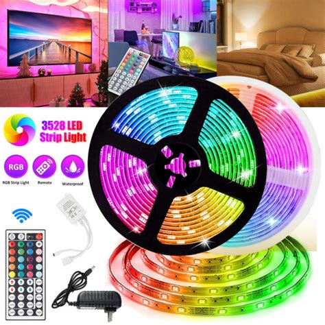 Max 32ft Flexible 3528 Rgb Led Smd Strip Light Remote Fairy Lights Tv