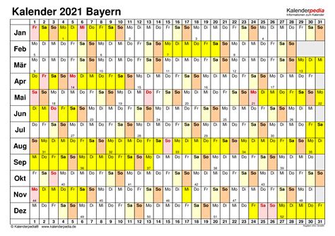 Kalender 2021 Bayern Ferien Feiertage Excel Vorlagen
