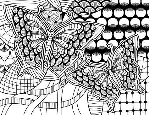 Zen Butterflies Coloring Pages Digital Etsy