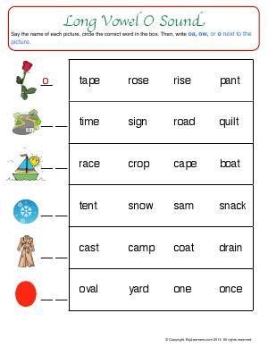 worksheet long vowel  sound students  learn