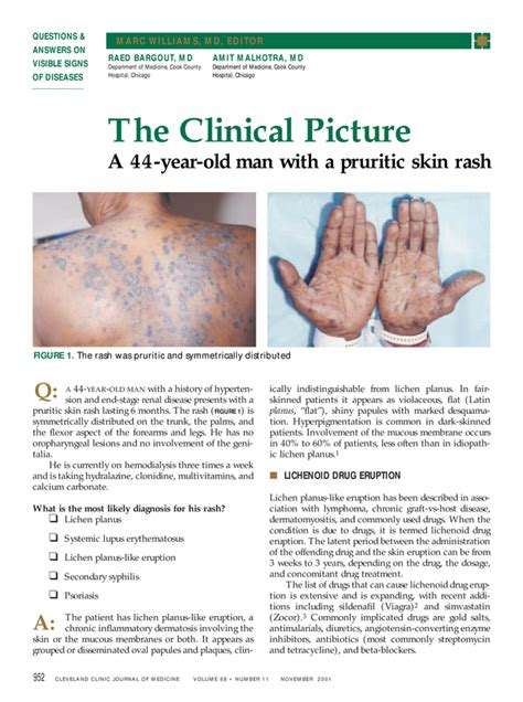 A 44 Year Old Man With A Pruritic Skin Rash Cleveland Clinic Journal