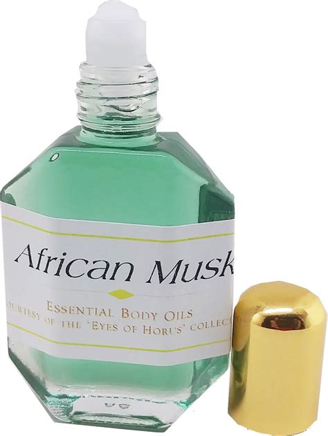 African Musk Scented Body Oil Fragrance Roll On Clear Glass Green