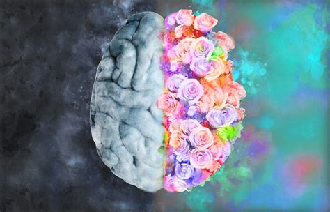 Brain Flower Drawing Brain With Bouquet Roses Realistic Hand Drawn