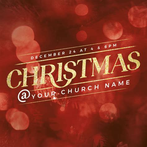 Christmas At Red Bokeh Invitecard Church Invitations Outreach Marketing