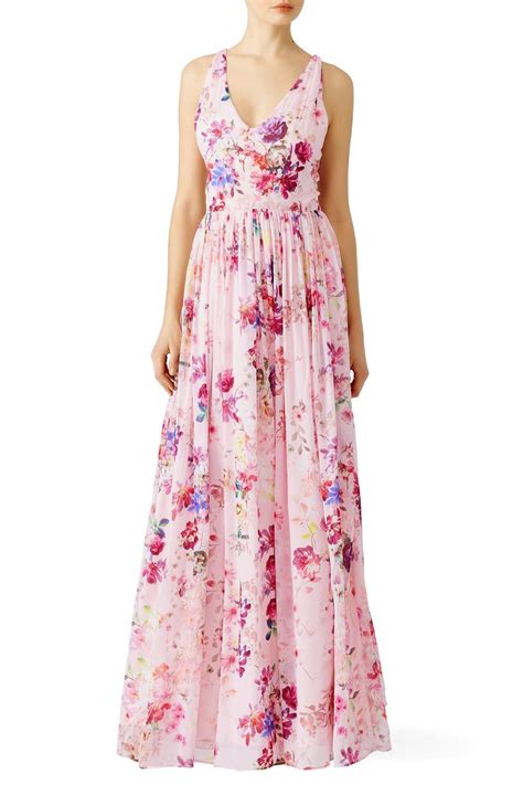 Pink Floral Fields Maxi Blush Pink Bridesmaid Dresses Flowy Floral