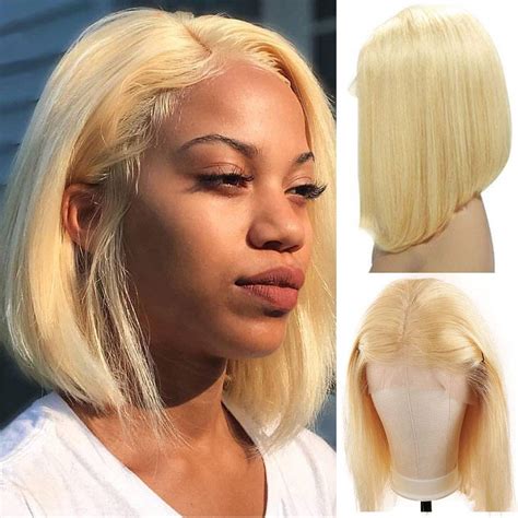Buy Smartinnov Lace Bob Wigs Blonde Human Hair 13×4 Lace Frontal Wigs Pre Plucked Swiss Lace Bob