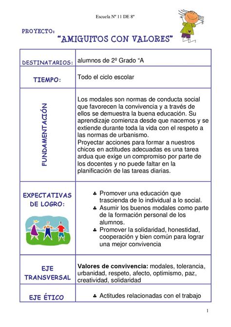 Proyecto Amiguitos Con Valores Education How To Plan Pbl