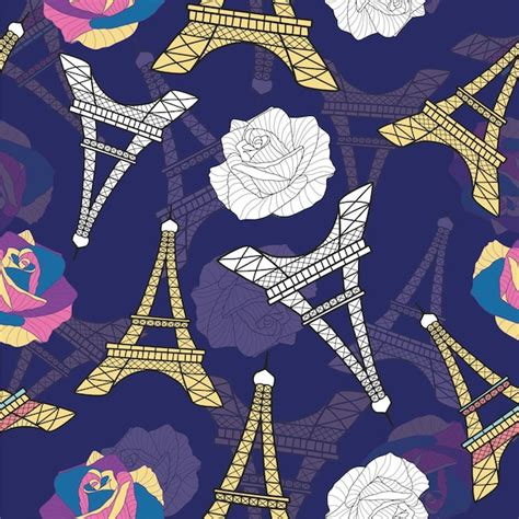Premium Vector Eiffel Tower And Roses Seamless Pattern French Vector
