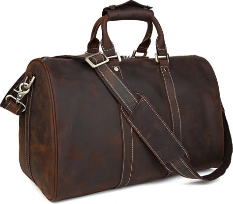 Baigio Genuine Leather Duffel Bag 17 Inch Weekend Bag