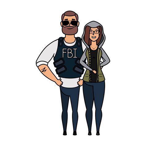 Young Man Fbi Agent With Woman Characters 2844045 Vector Art At Vecteezy