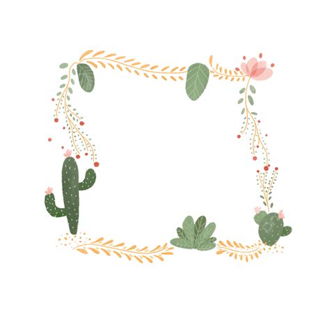 Flower Plant Cactus Border Cactus Branches And Leaves Flowers Png