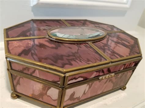 Beveled Glass Jewelry Box Handcrafted Etsy Glass Jewelry Box Beveled Glass Ceramic Stein