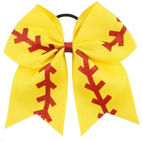 12 Softball Bows For Girls Large Hair Bows With Ponytail Holder Ribbon