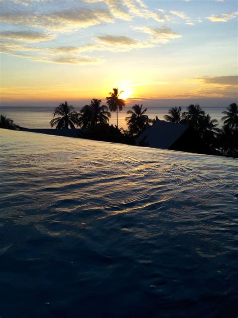 Sunset Pool Water Evening Sea Thailand Clouds Water Ripple